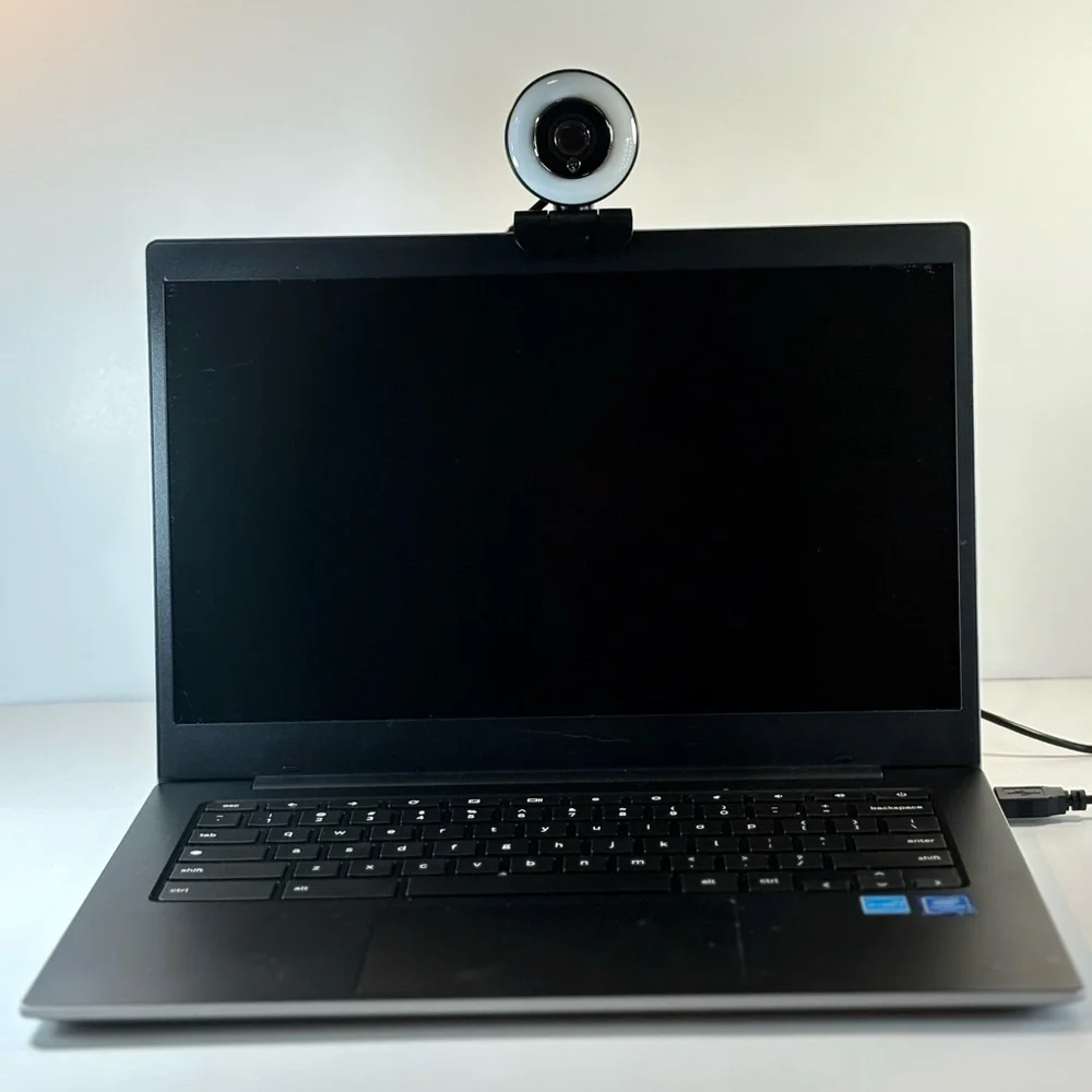 High-Definition Black and Silver Webcam with Tripod